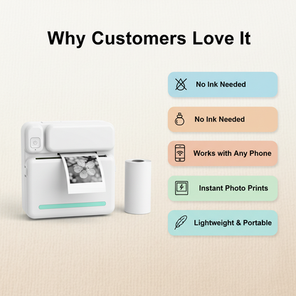Portable HD Mini Printer – Print Photos & Labels Instantly from Your Phone (Inkless & Wireless)