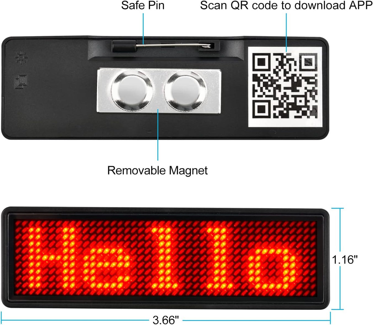 Black Friday Deal 🔥 LED Flash Word Bluetooth Badge – Custom Name Tag